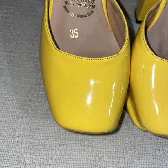 Paraiso Women’s Platform Dress Shoes Size 35 U.S. 5 M Yellow Leather Going Out - Picture 8 of 12